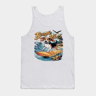 Majestic Beagle Conquers the Wave Surfing Tank Top